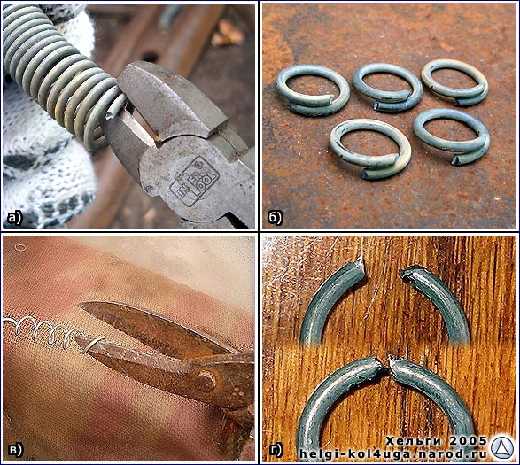 а),б) получение колец с перехлёстами в),г) работа ножницами и полученное кольцо